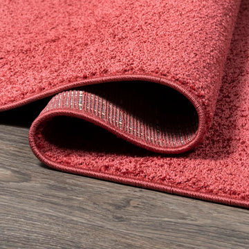 Haze Solid Low-pile Area Rug Red